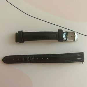 Michele 18mm Black Leather Watch Straps